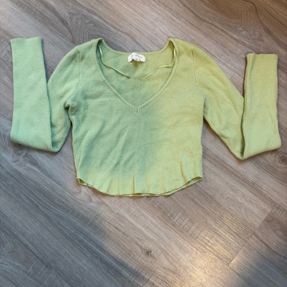 La Hearts Mint V-Neck Sweater